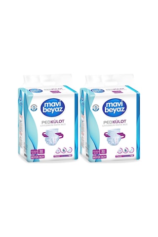 Mavi Beyaz Ped Emici Külot Yetişkin Bezi L - Large Büyük 60 Adet