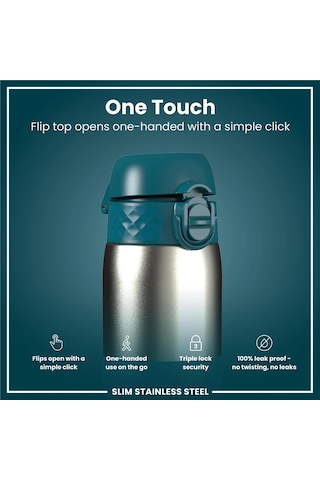 Ion8 - Paslanmaz Çelik İnce Suluk - Koyu Turkuaz - 600 Ml - Sızdırmaz