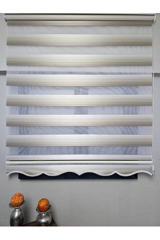 Bbb Geniş Pliseli Renk Geçişli Zebra Stor Perde Mz293 Kahve - Krem
