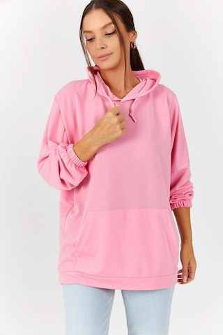 Armonika Kadın Toz Pembe Kapüşonlu Cepli Sweatshirt Arm-21k024027