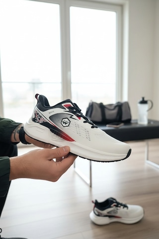 Enoch Erkek Spor Ayakkabı Desenli Ve Logolu Sneaker Koşu Yürüyüş Performans Modeli Beyaz