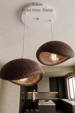 2li Sarkıt Avize Salon Plastik Dekoratif, Modern Aydınlatma Doğal Tasarım Çok Renkli