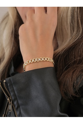 Eva Takı Store 14k Bakla Tank Geometrik Saat Kordon Model Bileklik Altın