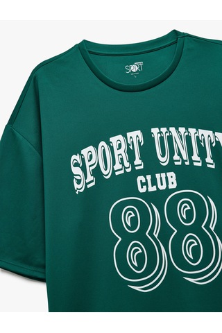 Koton Yarım Kollu Bisiklet Yaka Kolej Baskılı Oversize Spor Tişört Yeşil 5sam10135nk Yeşil