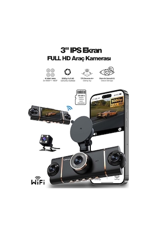 Mpıa Cc-69 4 Lens 3.16" Ips Ekran 5mp / Wi-fi / Tf Araç Kamerası