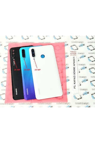 Tkgz - P30 Lite Arka Pil Batarya Kapağı ( Kamera Lensli 24 Mp ) (519535668) Mavi