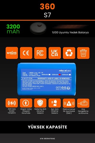 360 S7 3200mah Robot Süpürge Bataryası