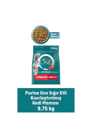 Purina One Sterilcat Sığır Eti Buğday Kısırlaştırılmış Kedi Maması 9750 G + Hindili Yaş Kısırlaştırılmış Kedi Maması 6 x 85 G