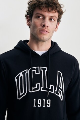 Ucla Jepsen Siyah Kapüşonlu Nakışlı Standard Fit Erkek Sweatshirt Siyah