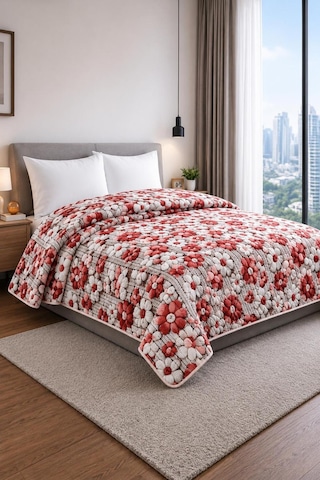 Yatak Örtüsü Çok Amaçlı 100% Polyester Hassas Tuşeli Basklı Lüx - Premium 200 Cm X 220 Cm Açık Pudra