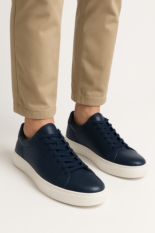 Growish Gre0065-8 Hakiki Floter Deri Yüksek Beyaz Eva Taban Koku Yapmaz Lacivert Sneakers Ayakkabı Lacivert