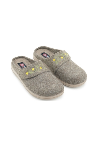 Gezer Kadın Kışlık Nakışlı Tasarım Cırtlı Ayarlanabilir Rahat Taban Ev Bahçe Terlik Gt1kzm.16117.03.012.f61 Bej