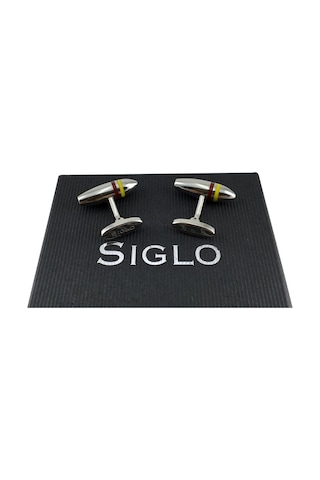Siglo Sarı Kırmızı Çizgili Model Kol Düğmesi