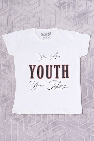 Hçm Kız Çocuk Tshirt Youth Baskılı Bisiklet Yaka C39 Gri