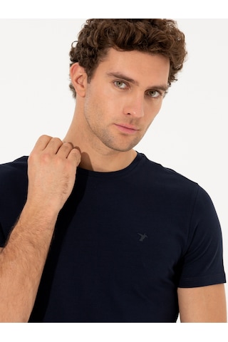 Lacivert Bisiklet Yaka Slim Fit Basic T-shirt