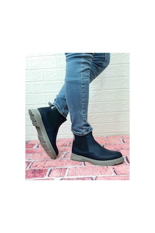 Voyager 5416 Lacivert Fermuarsız Hakiki Deri Ortopedik Erkek Bot