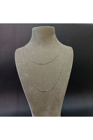 925 Ayar Gümüş Kolye Zinciri Model2 - Gümüş Renk -54cm Gümüş