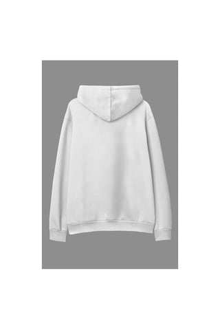 Tarzsokak Oversize Garfield Tasarım Baskılı Kapüşonlu Sweatshirt Hoodie Beyaz