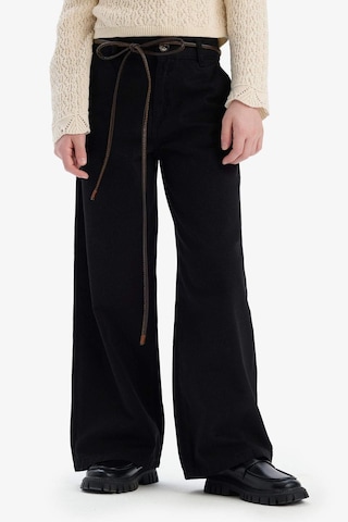 DeFacto Kız Çocuk Wide Leg Geniş Paça Pamuklu Pantolon D9133A825SPBK27 Siyah