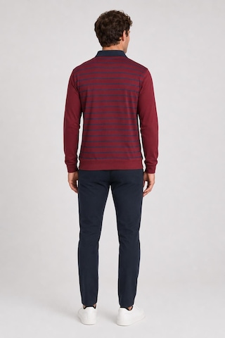 Alexandergardi Çizgili Polo Yaka Sweatshirt Bordo