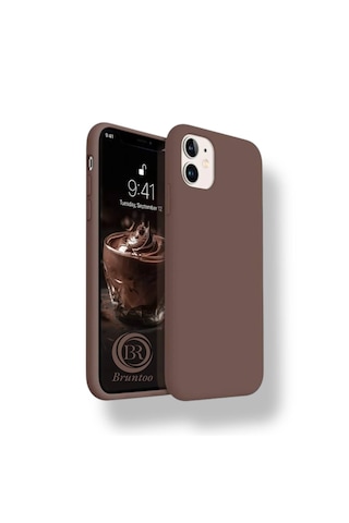 Apple Uyumlu iPhone 11 Kılıf Yumuşak Silikon İçi Kadife Lansman Kapak . Kahverengi