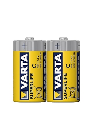 Varta 2014 Superlife Çinko Karbon Manganez Orta Boy C Pil 2'li