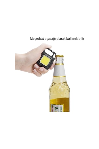 Janva Çok Fonksiyonlu Mini Led, Anahtarlı El Feneri, Flash, Mıknatıslı , Su Geçirmez, Şişe Açacaklı Usb Siyah