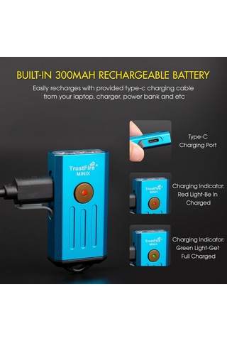 Jeehugo Alüminyum Anahtar Feneri Siyah - Beyaz 320lm Ve Kırmızı Işık, Ip66 Su Geçirmez, 300mah Pil, 86m Işık Mesafesi Çok Renkli