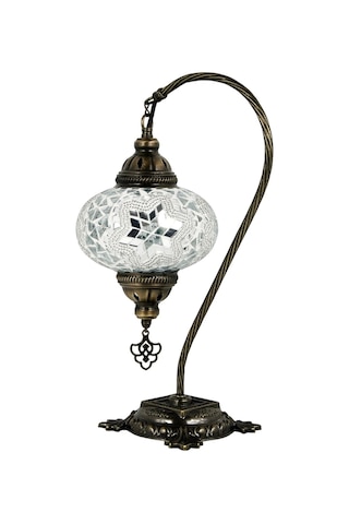 Mozaik Lamba Abajur Otantik Mozaik Gece Lambası Hediyelik Lamba Beyaz