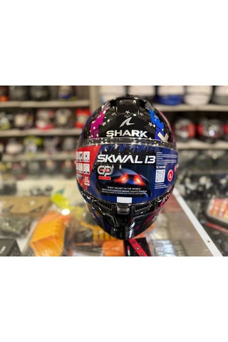 Renkli Cam + Shark Skwal İ3 Hellcat Kask Siyah Mavi