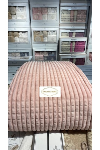 Saraylı Home Merinos Modern Line Yatak Örtüsü Pembe
