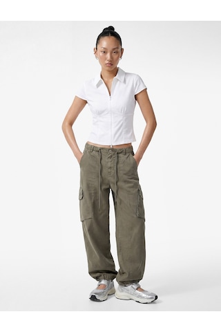 Koton Slim Fit Kısa Kollu Klasik Yaka Fermuarlı Crop Gömlek Beyaz 6sal60184ıw