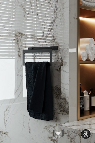 Siyah Metal Havluluk Dayanıklı Banyo Ve Mutfak Düzenleyici Siyah