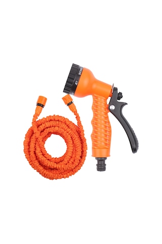 Konesam 125 Fit Genişletilebilir Yüksek Basınçlı Hortum Seti - Araba Yıkama Ve Bahçe Sulama İçin Portakal Renkli