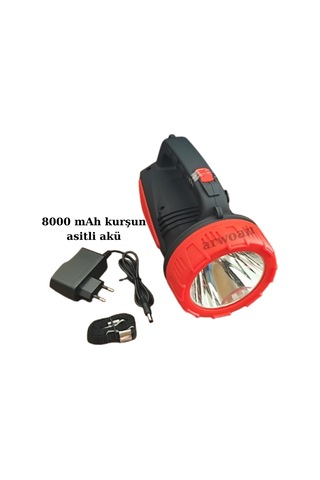 Şarjlı Led Projektör El Feneri 50 Saat Kısa Kademe - 15 Saat Uzun Kademe Kamp, Balıkçılık, Acil Durum Renkli