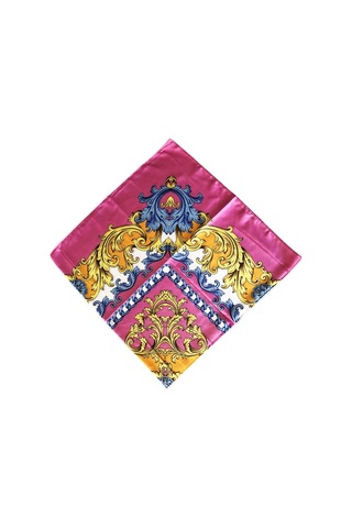 Tikitonki Otantik Çiçek Desenli Saten Pembe Eşarp 90x90 Pembe Pembe