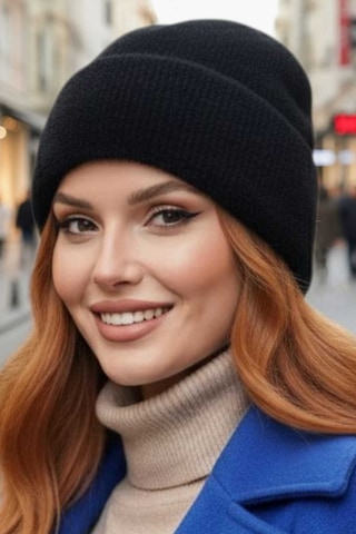 Tezzgelsin Kadın Tüylü Soft Bere Tüylü Bere Siyah