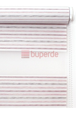 Buperde Pembe Pudra Beyaz Renkli Pilise Pliseli Zebra Stor Perde