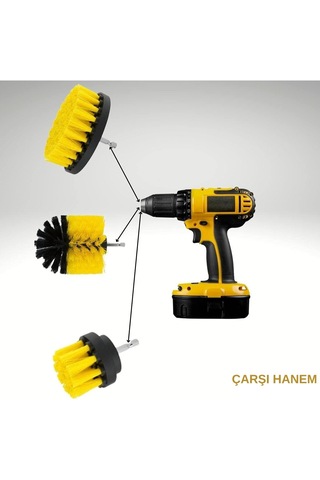 Çarşı Hanem 3 Lü Set Matkap Ucuna Takılabilen Temizleme Fırçası