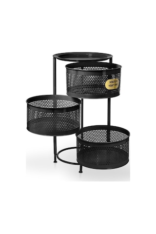 River World Tekerleksiz Rengi Siyah Açılabilen 3 Katlı Çok Amaçlı Metal Raf Mutfak, Balkon, Kiler Çok Renkli