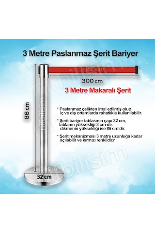 Şerit Bariyer 3 Metre Şeritli Paslanmaz Yönlendirme Bariyeri (449641383)