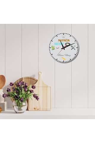 Mutfağın Sultanı Hediye Temalı Cam Duvar Saati 291913 Çok Renkli