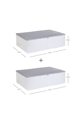 Ocean Home Textile 2 Adet Mega Boy Gri Çizgili Stuff&Things Baza Altı Hurç Set 74 x 46 x 22 cm