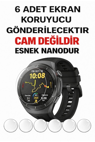 Huawei Gt 6 Pro /gt 5 Pro 46mm Akıllı Saat Kırılmaz Ekran Koruyucu Film 6 Adet Extra Ince Full Koruma Nano