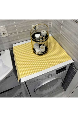 Laundry Duck Keten Su Geçirmez Ve Kirlenmez Çamaşır Makinesi - Buzdolabı - Bulaşık Makinesi Örtüsü Açık Sarı