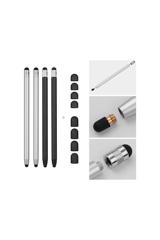 Singree 2si 1 Arada Tüm Tabletler Telefonlar İçin 8 Yedek Uçlu Dokunmatik Kalem Seti Siyah 2 Gri 2