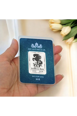Hediyeye Özel 10 Gram 999 Ayar Gümüşten Üretilmiş Asil At Temalı Gümüş Külçesi-700