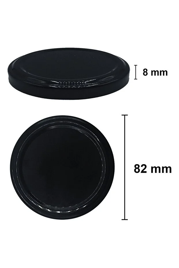 8 Adet 425 Ml Metal Konserve Kapaklı Yoğurt, Sosluk, Baharatlık, Menemen 425 Cc Cam Kavanoz Siyah