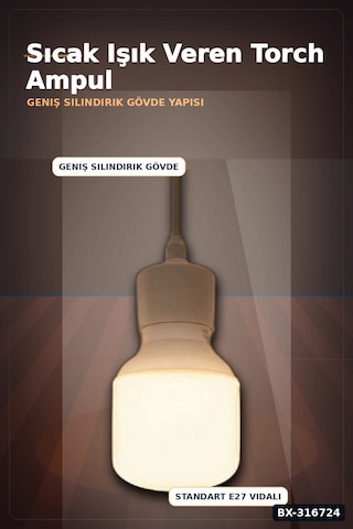 Led Torch Ampul 30w E27 Duy 3200k Gün Işığı 2930 Lümen Güçlü İç Mekan Aydınlatma Bx-316724 1
