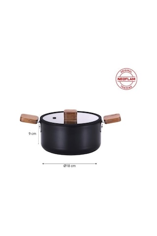 0128 D-neobn218 Bıen Alumınyum Dokum Tencere Sıyah 18cm
